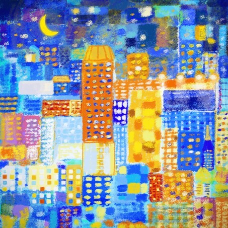 Painting of city ,abstract geometric colorful pattern